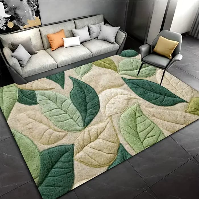 Tapis de bain à motif de feuilles vertes, tapis antidérapant en flanelle douce, pour salle de bain, cuisine, entrée, décoration de douche, cadeau de pendaison de crémaillère