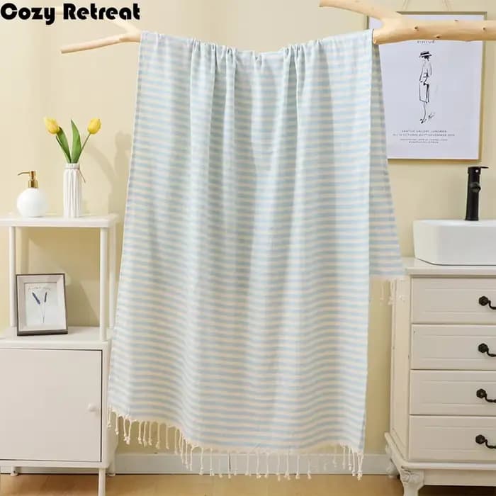 Serviette de plage turque rayée absorbante en polyester-coton