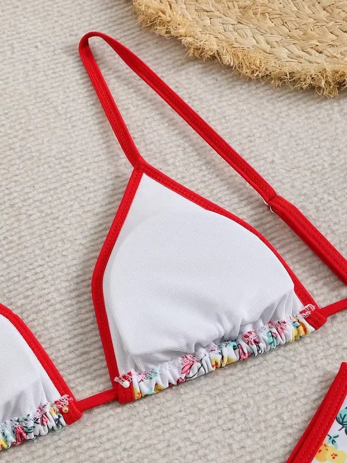 Maillot de bain deux pièces imprimé floral pour femmes