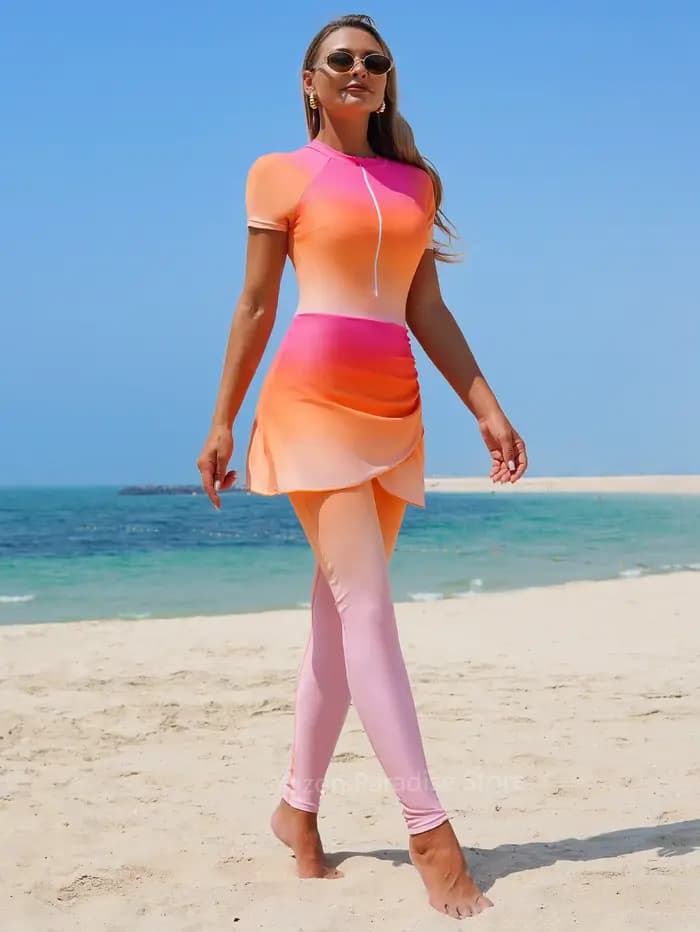 Nouveau maillot de bain modeste pour femmes à manches courtes Burkini