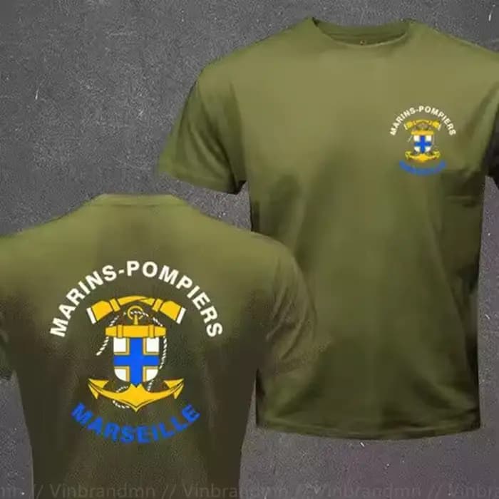 Marins français pompiers Marseille bataillon de feu Naval T-shirt hommes à manches courtes décontracté 100% coton T-shirt mode classique T-shirt