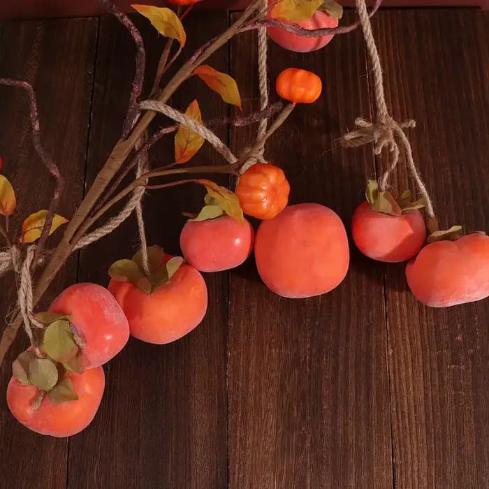 8 fruits Simulation kaki fruits Orange réaliste artificiel kaki plastique 80cm kaki pendentif décoration de plafond