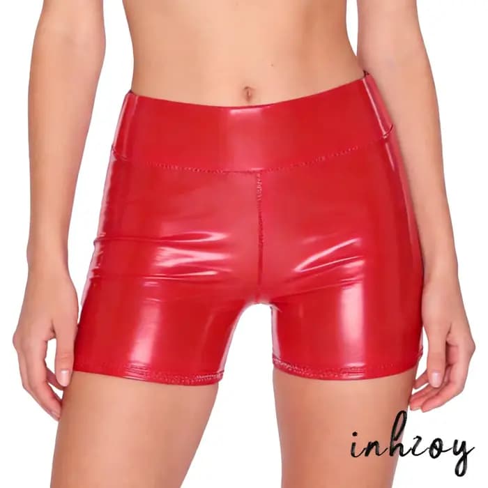 Shorts en PU effet mouillé pour femmes