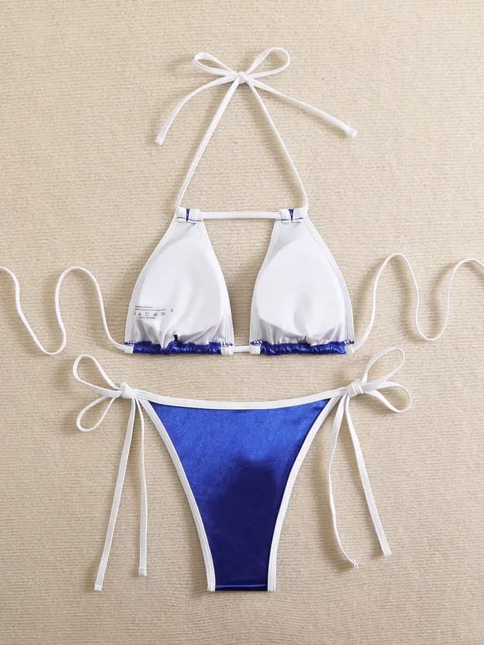 Femmes maillot de bain bleu Sexy Bikini réglable maillots