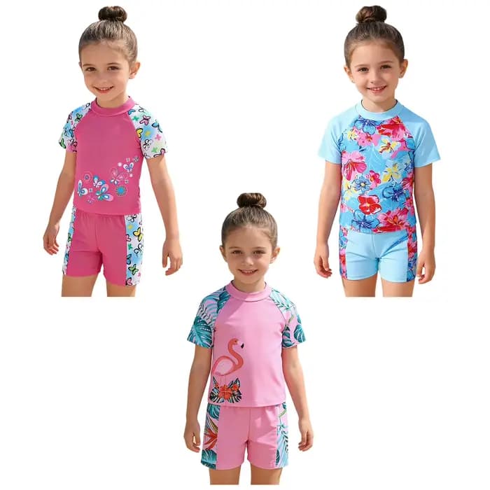 Maillot de bain imprimé décontracté 2 pièces pour petites filles