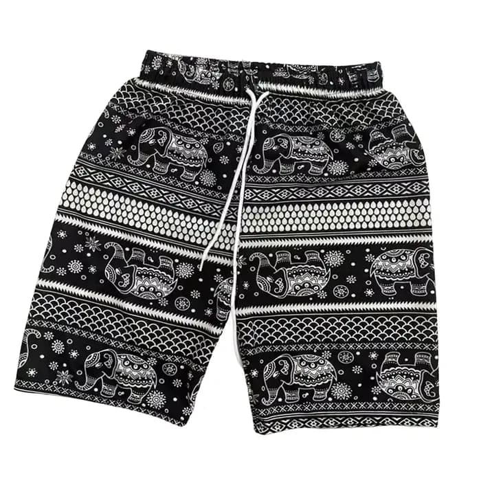 Short de plage pour hommes et femmes, short d'été, style bohème, imprimé 3D, motif éléphant, pantalon court, baggy, hippicopter, pour voyage