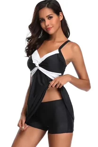 Maillot de bain deux pièces noir et blanc