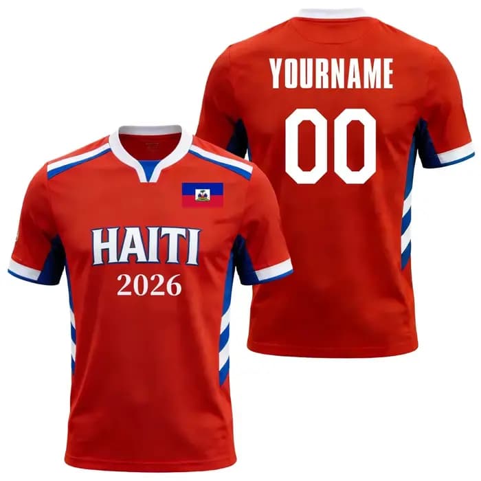 Maillot de football personnalisé Haïti 2026 – Créez votre propre maillot de foot haïtien avec nom et numéro – T-shirts de sport à manches courtes, séchage rapide, coupe ample