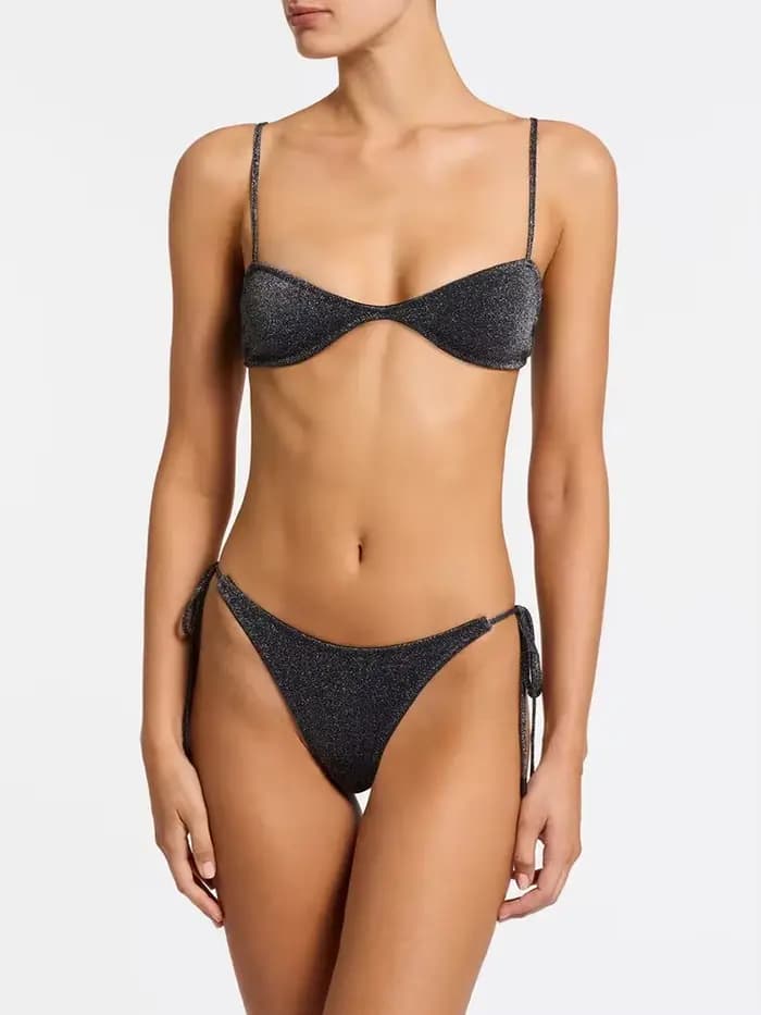 Maillot de bain noir brillant pour femmes