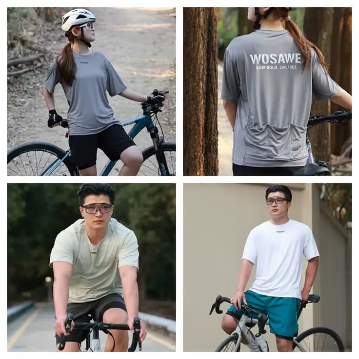 WOSAWE – maillot d'été respirant à manches courtes, maillot de cyclisme, séchage rapide, course à pied, descente, moto, T-shirt décontracté, coupe ample
