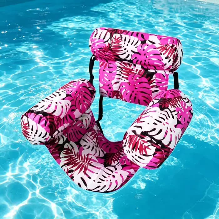 Chaise longue gonflable à imprimé tropical avec dossier