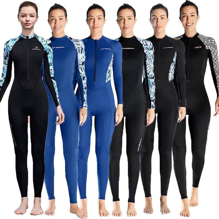 Femmes corps complet maillot de bain anti-éruption Lycra mince combinaison une pièce maillots de bain fermeture éclair à manches longues plongée peau maillots de bain protection solaire