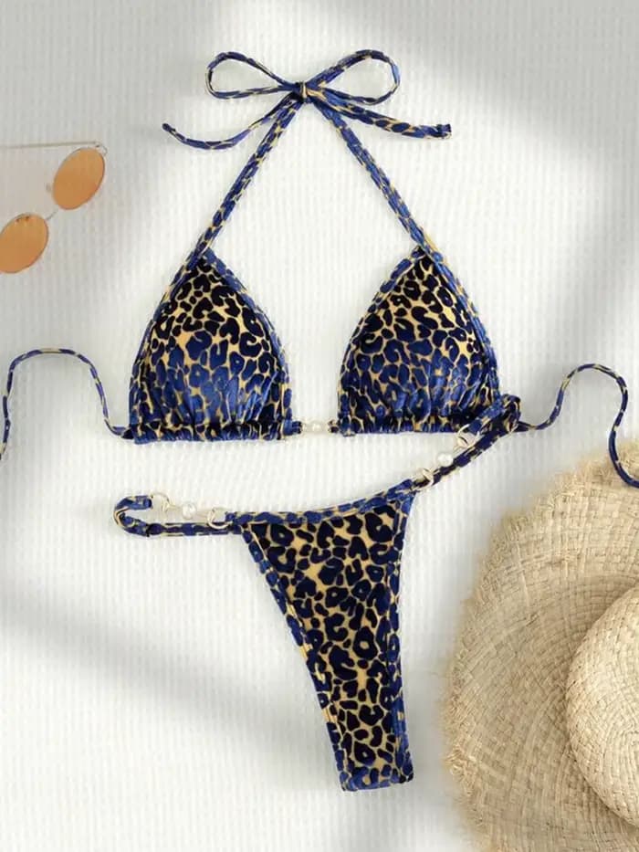 Léopard Bikinis ensemble Sexy à lacets Bikini ensembles maillot de bain maillots