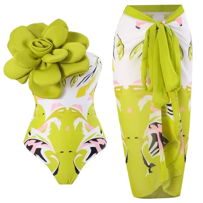Maillot de bain une pièce pour femmes 2025, maillot de bain imprimé avec de grandes fleurs 3D, monokini sexy, maillot de bain pour filles, plage d'été