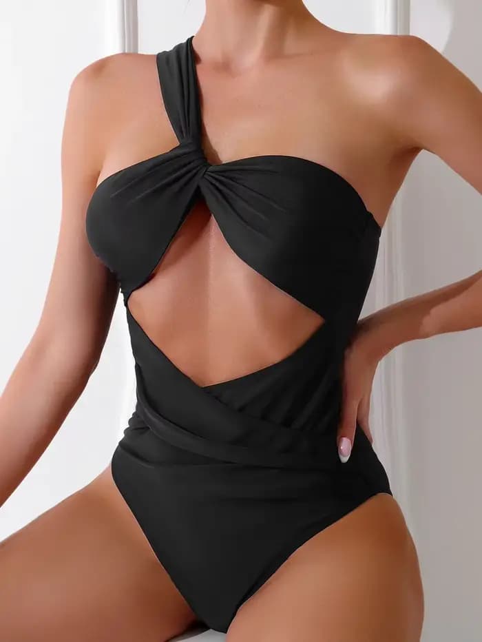 Maillot de bain une pièce sexy pour femmes, monokini, noir, amissié, plissé, TUNIControl, été, 2025