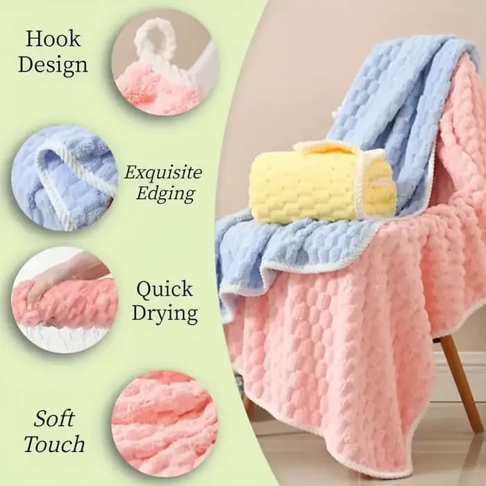 Grands serviettes de bain en microfibre polaire corail épaisse de couleur unie