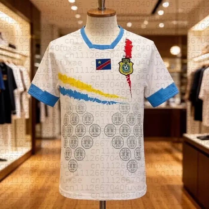 Maillot de l'équipe nationale du Congo (extérieur), respirant, séchage rapide, version thaïlandaise, maillot de football sportif, pour entraînement sur le terrain, assorti pour toute la famille