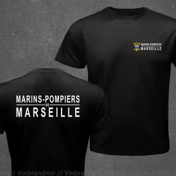 Marins français pompiers Marseille bataillon de feu Naval T-shirt hommes à manches courtes décontracté 100% coton T-shirt mode classique T-shirt