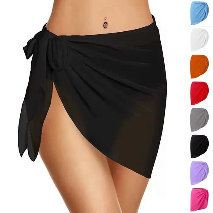 Jupe courte Sarongs courtes en mousseline de soie pour maillot de bain