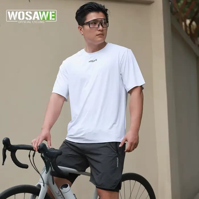 WOSAWE – maillot d'été respirant à manches courtes, maillot de cyclisme, séchage rapide, course à pied, descente, moto, T-shirt décontracté, coupe ample