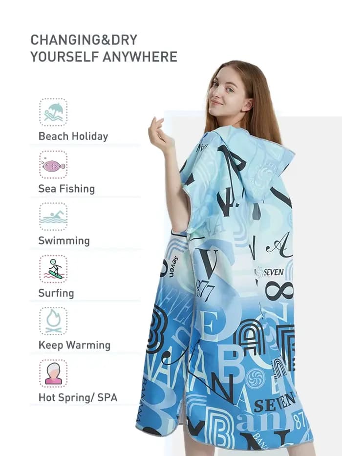 Poncho de plage en microcarence à séchage rapide pour adultes
