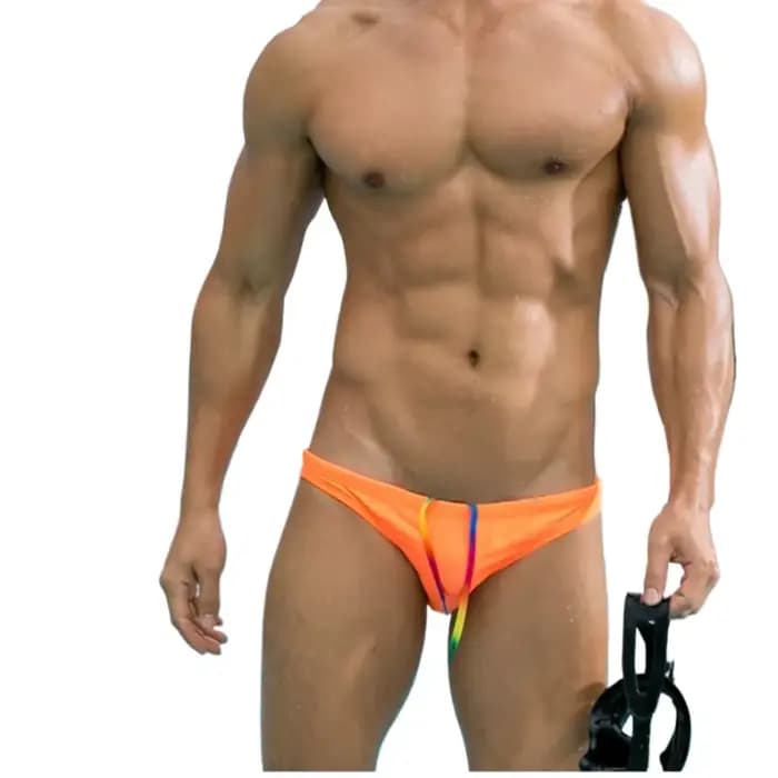 Sexy Orange maillots de bain hommes slip de bain hommes maillot de bain taille basse solide maillots de bain maillot de bain homme maillot de bain Sport Surf Wear