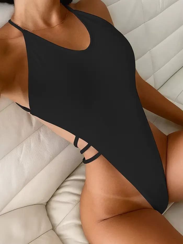 Maillot de bain une pièce solide, Sexy, culotte tanga, taille haute, dos nu, Monokini, pour femmes, vêtements de plage, tendance 2023