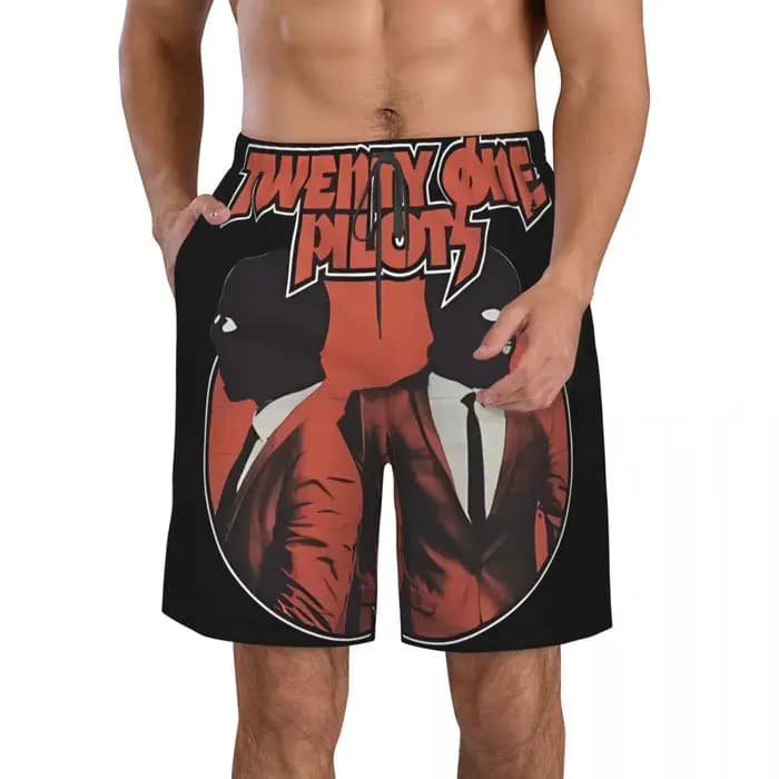 Twenty One Pilots Short de plage à motif imprimé pour homme, combinaison de marche, de course, de surf, à porter sur la plage ou à la maison