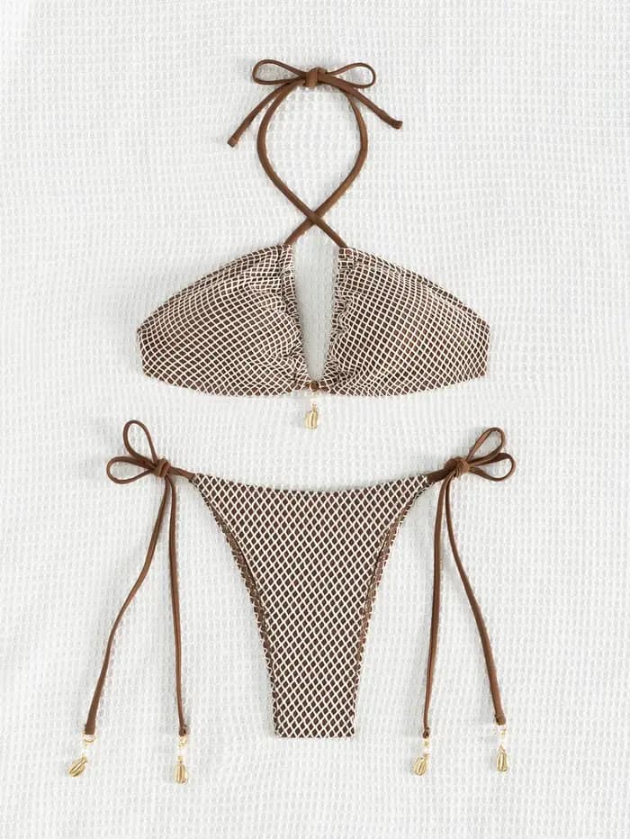 Maillot de bain 2 pièces à lacets pour femmes