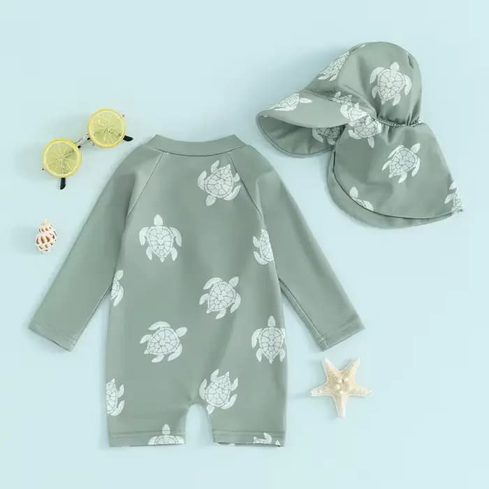 Maillot de bain à manches longues et fermeture éclair pour bébé garçon