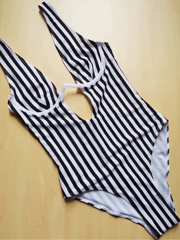 S - XL V forme fil rayé une pièce maillot de bain femmes maillots