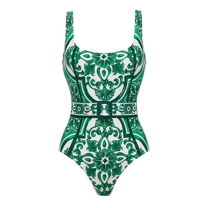FLAXMAKER Vintage motif imprimé une pièce maillot de bain et pantalon ou jupe femmes