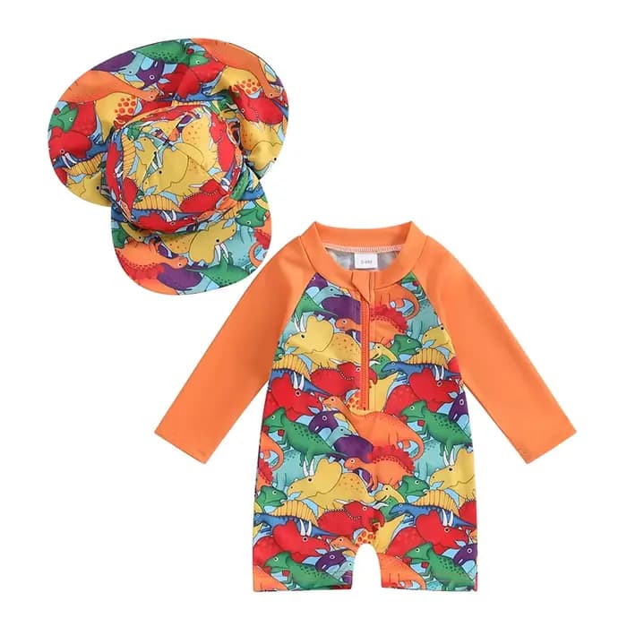 Maillot de bain à manches longues et fermeture éclair pour bébé garçon