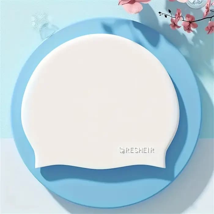 1 bonnet de bain en silicone hautement élastique, imperméable et antidérapant pour femmes, protège les cheveux, couleur blanche