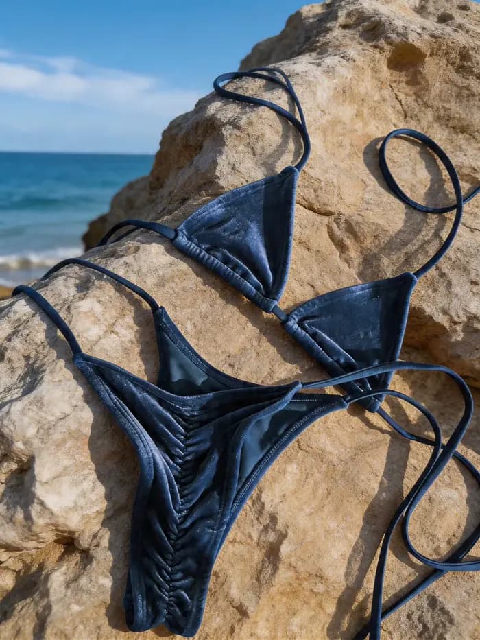 Maillot de bain rétro triangle à lacets pour femme
