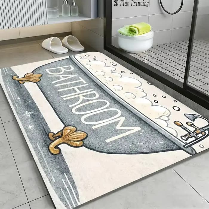 VIKAMA – tapis de sol de salle de bain antidérapant, design rétro, absorbant, pour salle de bain, couloir, décoration de la maison