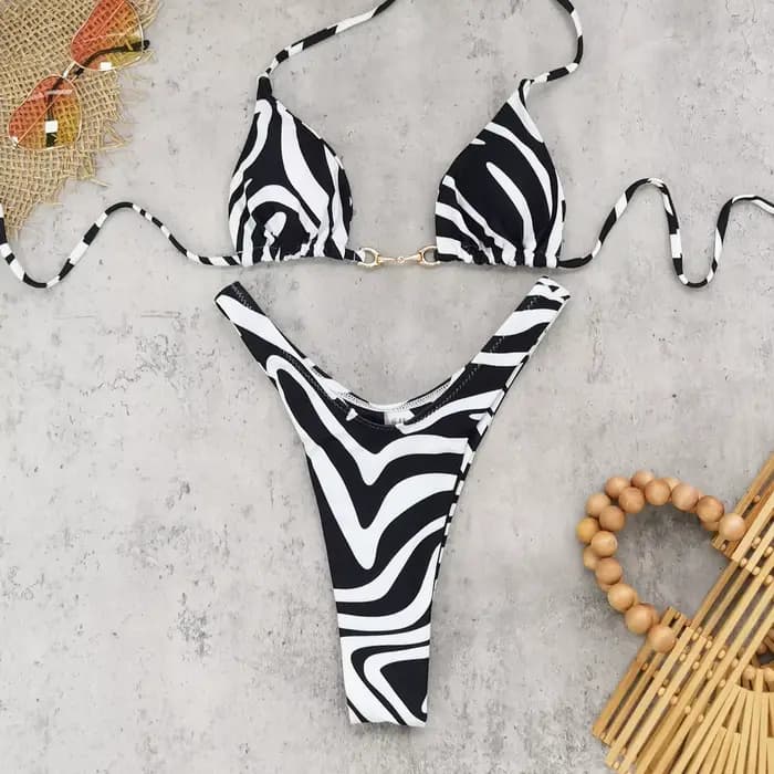 Ensemble bikini femme 2026 sexy argenté métallisé