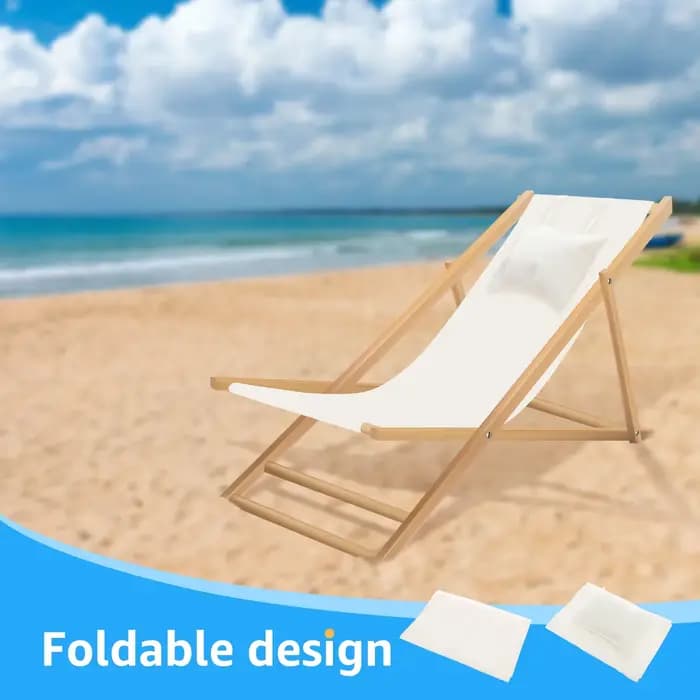 Tissu de remplacement pour chaise de plage pliable, toile de remplacement avec oreiller, tissu Durable et résistant à l'usure pour chaises longues