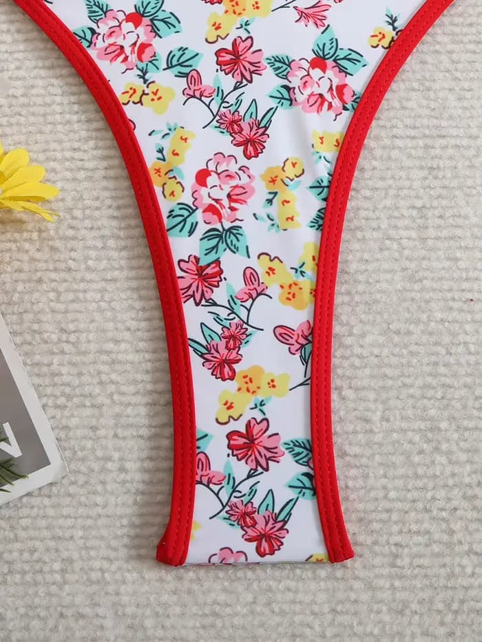 Maillot de bain deux pièces imprimé floral pour femmes