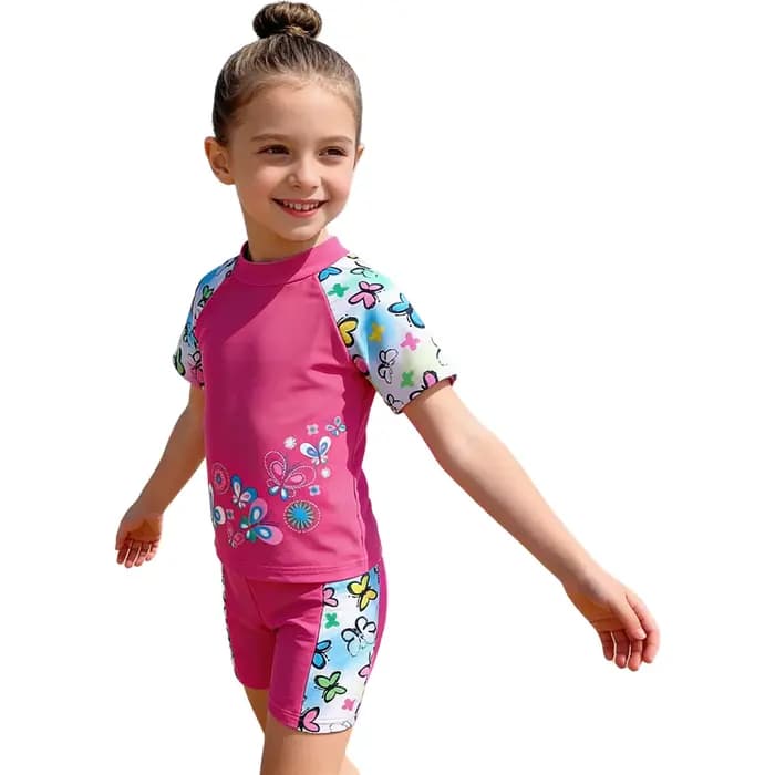 Maillot de bain imprimé décontracté 2 pièces pour petites filles