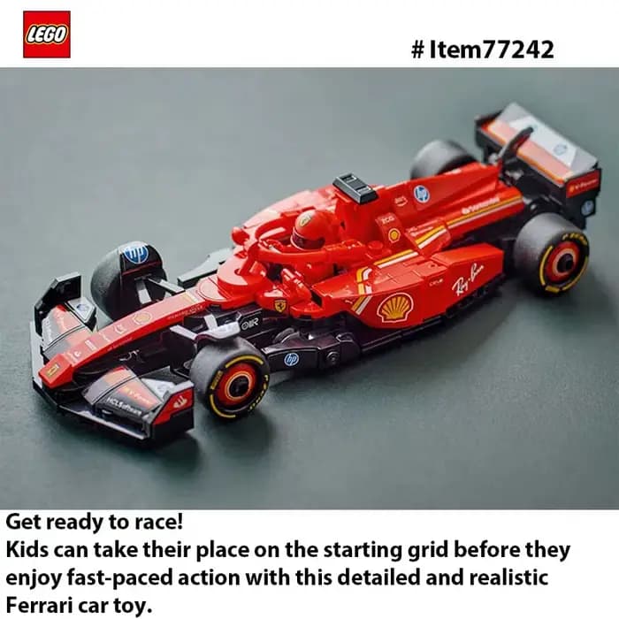 LEGO 77242 Speed Champions Ferrari SF-24 F1 voiture de course jouets-ensembles de construction pour enfants, Kits de voiture modèle Ferrari F1 pour Display275PCS