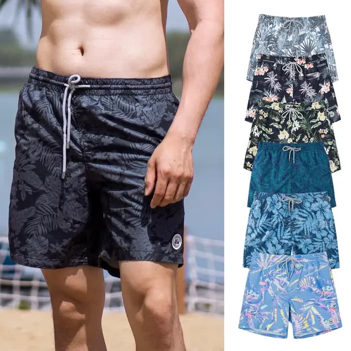 SURFToxic Z-Short de bain pour homme, short de plage imprimé en 3D fleuri, séchage rapide, doublure en maille, poches froncées