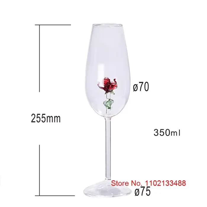 Verre à Champagne en Clip avec Rose à l'Intérieur, Cadeau Créatif, pour ixde Mariage, Flûtes Romantiques, Gobelet de Bordeaux