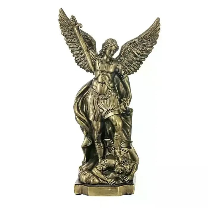Statue de Saint-Michael pour la Protection de la maison, Sculpture de Saint catholique, idée cadeau chrétienne, décor en résine, figurine d'autel d'église, décoration de maison