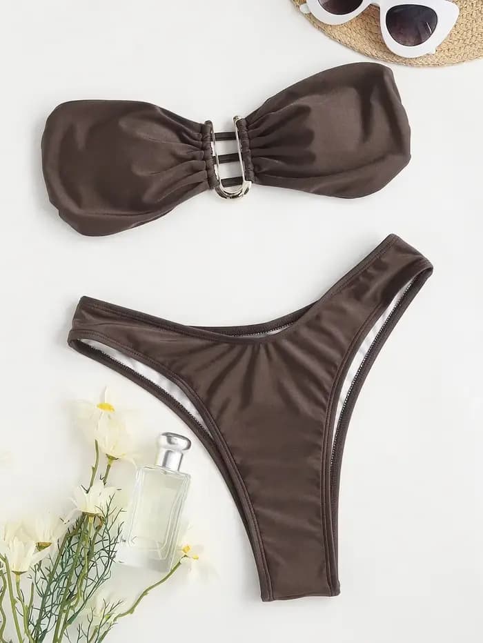 Ensembles de bikinis pour femmes, maillots de bain deux pièces, maillot de bain sexy taille haute en métal pour femme, monokini, maillot de bain, biquini, bakini