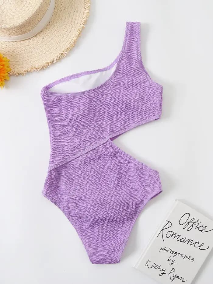 Maillot de bain une pièce côtelé, asymétrique épaule dénudée, Sexy, couleur unie, pour femmes, vêtements de plage, Monokini, pour baigneurs, nouvelle collection, 2023