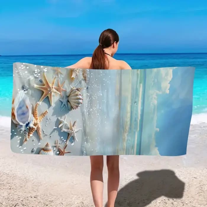 Serviette de plage Sea star 1 pièce, grande serviette de bain absorbante à séchage rapide, adaptée aux sports de plein air, à la natation, à la salle de sport et aux tapis de yoga