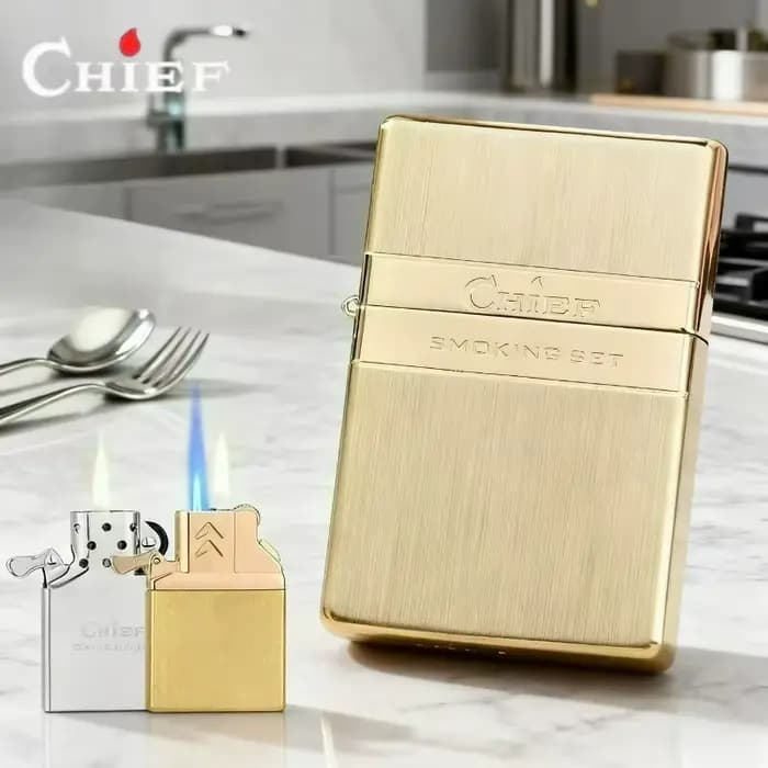 CHIEF Briquet double doublure coupe-vent créatif et personnalisé, trois types de briquets à flamme, option cadeau préférée