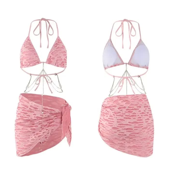 Maillot de bain Bikini, mignon, Style princesse, corps fendu, col suspendu, dos exposé, amincissant, Sexy, trempage, sources chaudes
