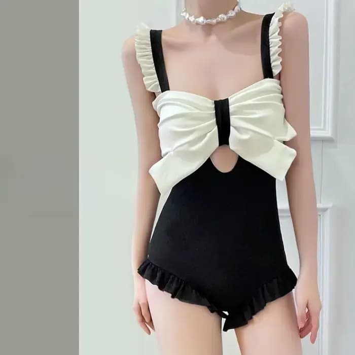 Maillot de bain une pièce Kawaii à carreaux pour femme